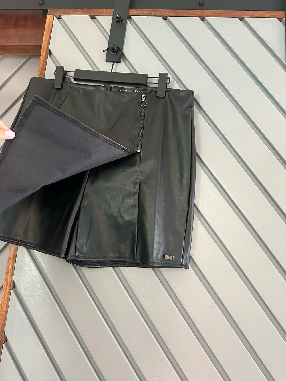 Faux Leather Black Mini Skirt with Front Zip